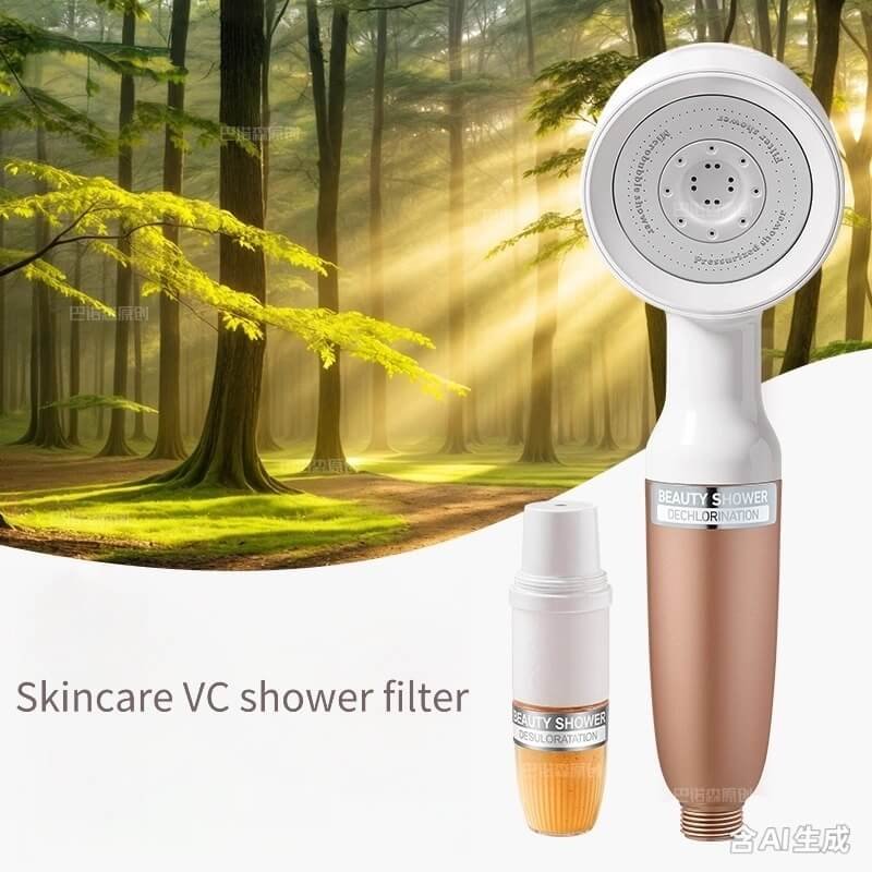 Vitamin C shower filter installed in a modern bathroom